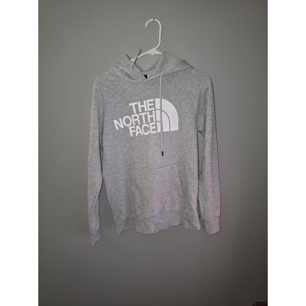 The North Face Womens Half Dome Pullover Hoodie Grey White Logo Small S P